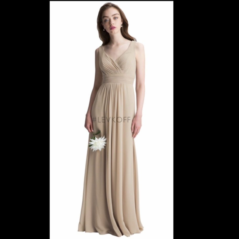 Bill Levkoff bridesmaids dress in champagne
